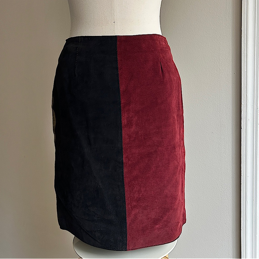 100% Suede Color Block Skirt